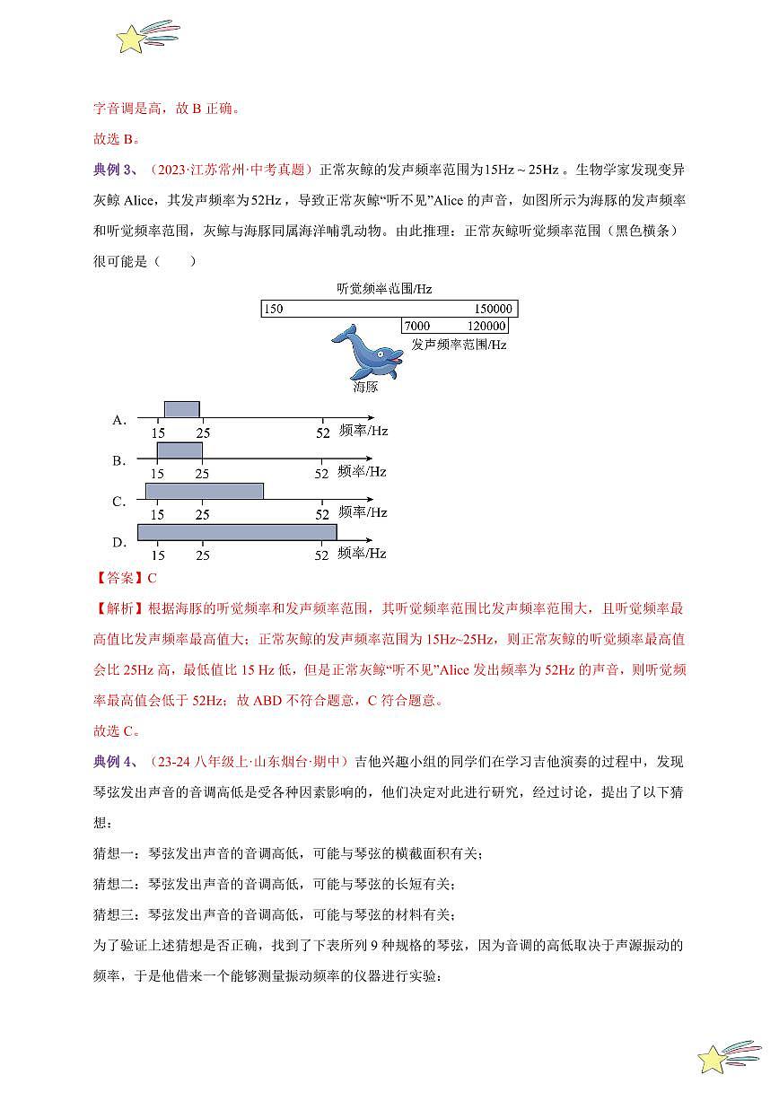 第2節(jié) 聲音的特性（通關(guān)講義）-（新教材）第一輯：人教版2024八年級(jí)物理上冊講義（教師版） 2024-2025學(xué)年（人教版）八年級(jí)上冊物理期中期末題型復(fù)習(xí)講義第3頁