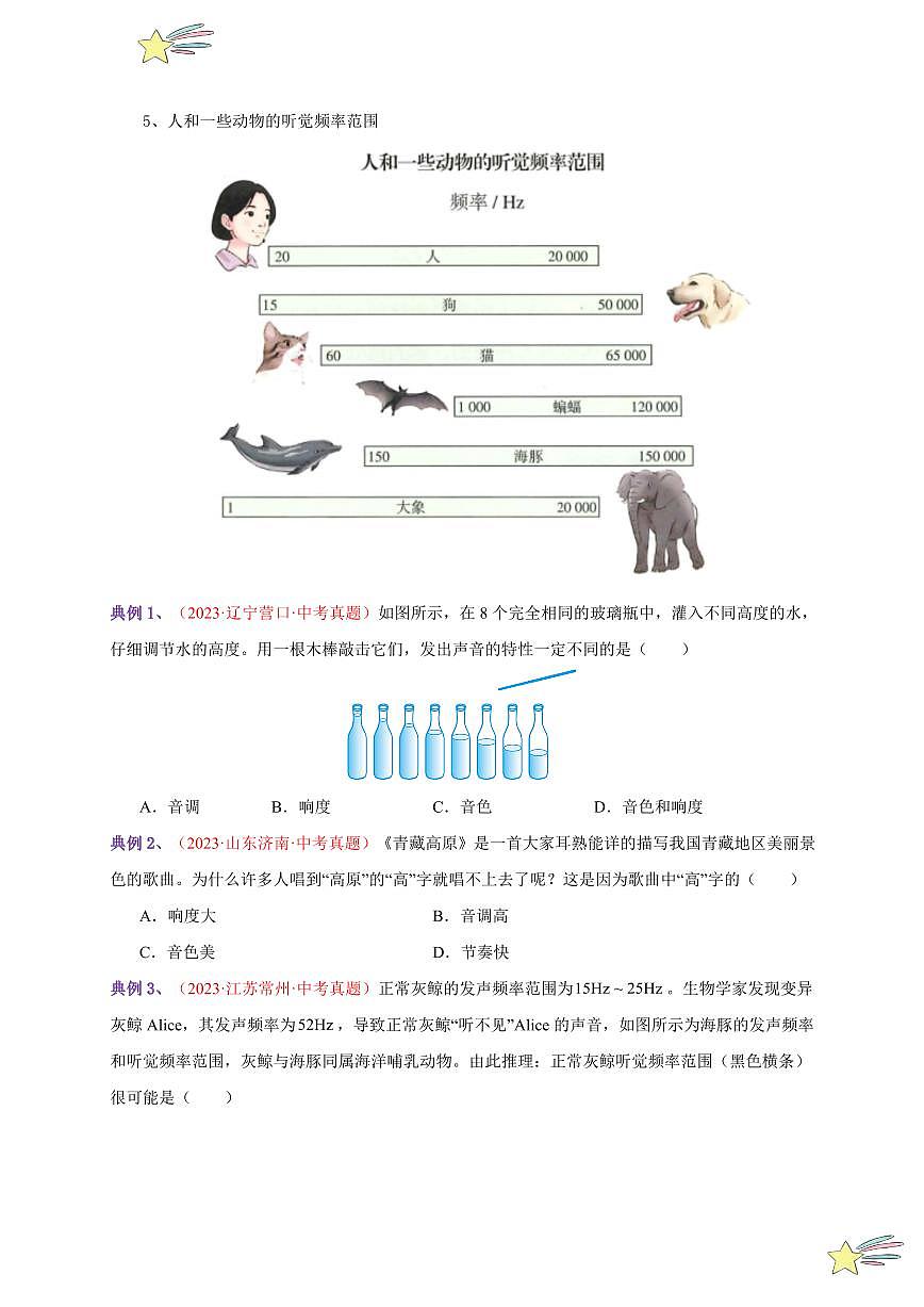 第2節(jié) 聲音的特性（通關(guān)講義）-（新教材）第一輯：人教版2024八年級(jí)物理上冊講義（學(xué)生版） 2024-2025學(xué)年（人教版）八年級(jí)上冊物理期中期末題型復(fù)習(xí)講義第2頁