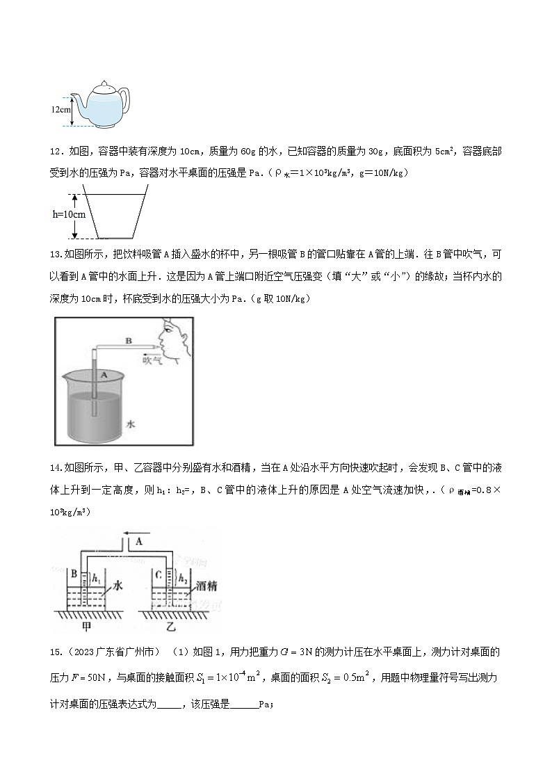 物理中考以題型精煉攻克難點(diǎn)亮點(diǎn)專(zhuān)題20壓強(qiáng)難題計(jì)算填空題(原卷版+解析)第3頁(yè)