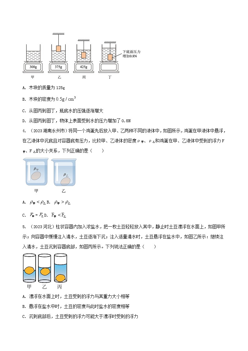 物理中考以题型精炼攻克难点亮点专题22浮力难题计算选择题(原卷版+解析)第2页