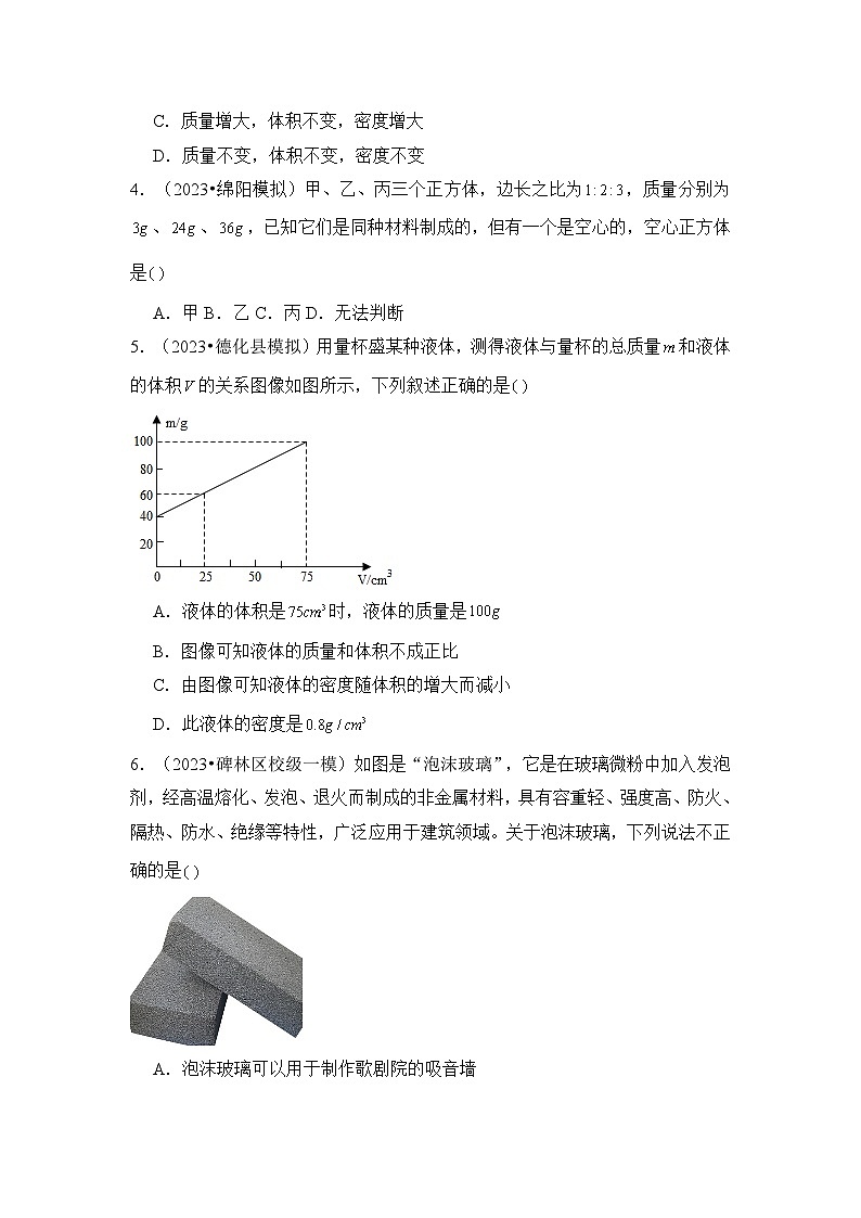 2024年中考物理母题解密专题05 质量和密度考点精练(附答案)第2页