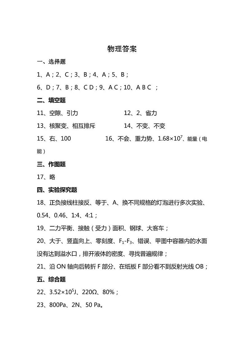 云南省昆明市五华区云南师范大学附属中学2024-2025学年九年级上学期11月期中物理试题01
