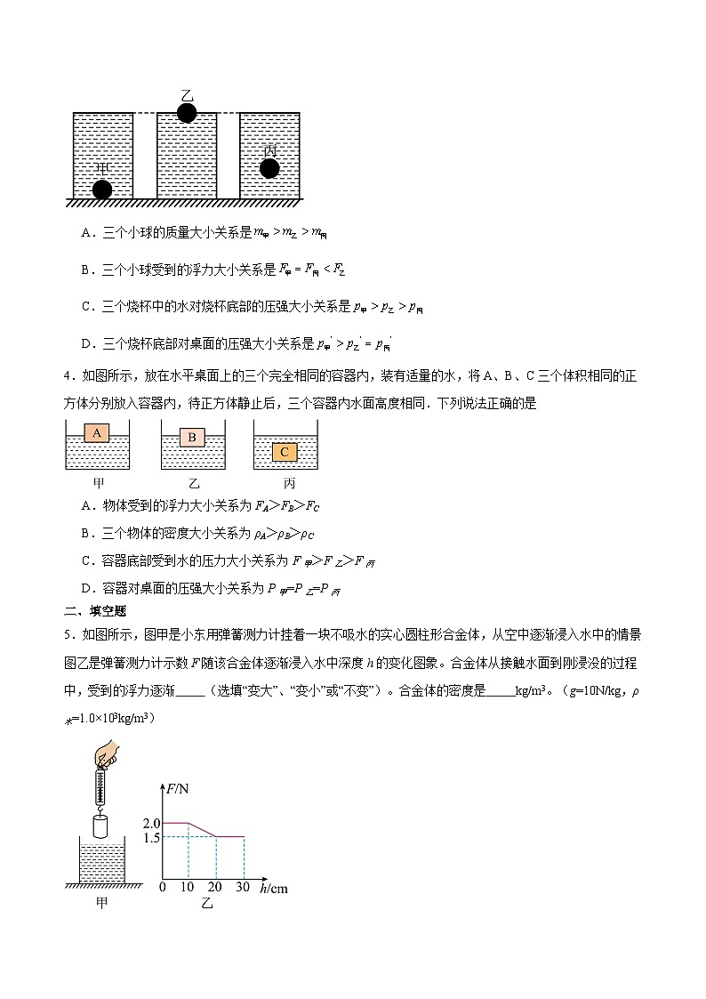 2025年中考物理二轮培优难点练习专题02 压强和浮力(压轴题)(原卷版)第3页
