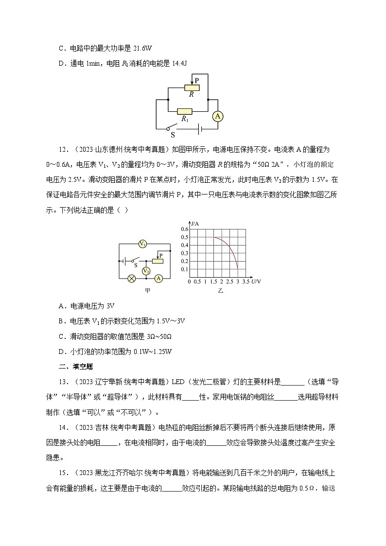 2025年中考物理一轮复习讲与练专题17 电功率(真题训练)(解析版)03