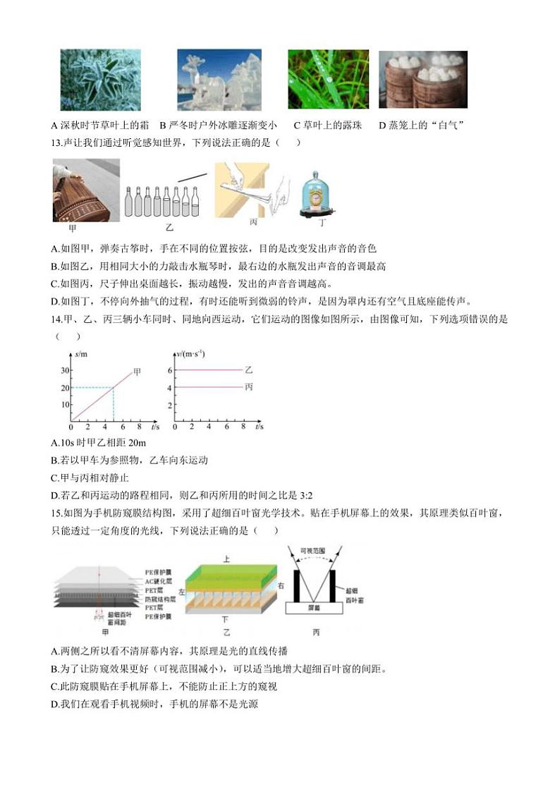 河南省驻马店市驿城区驻马店市第二初级中学2024~2025学年八年级上学期11月期中物理试题(含答案)第3页
