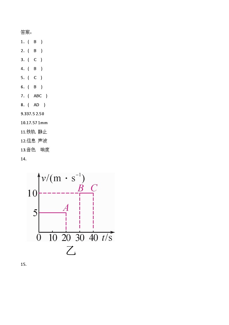 贵州省黔东南州榕江县寨蒿中学2024-2025学年度八年级上学期期中质量监测物理试卷01