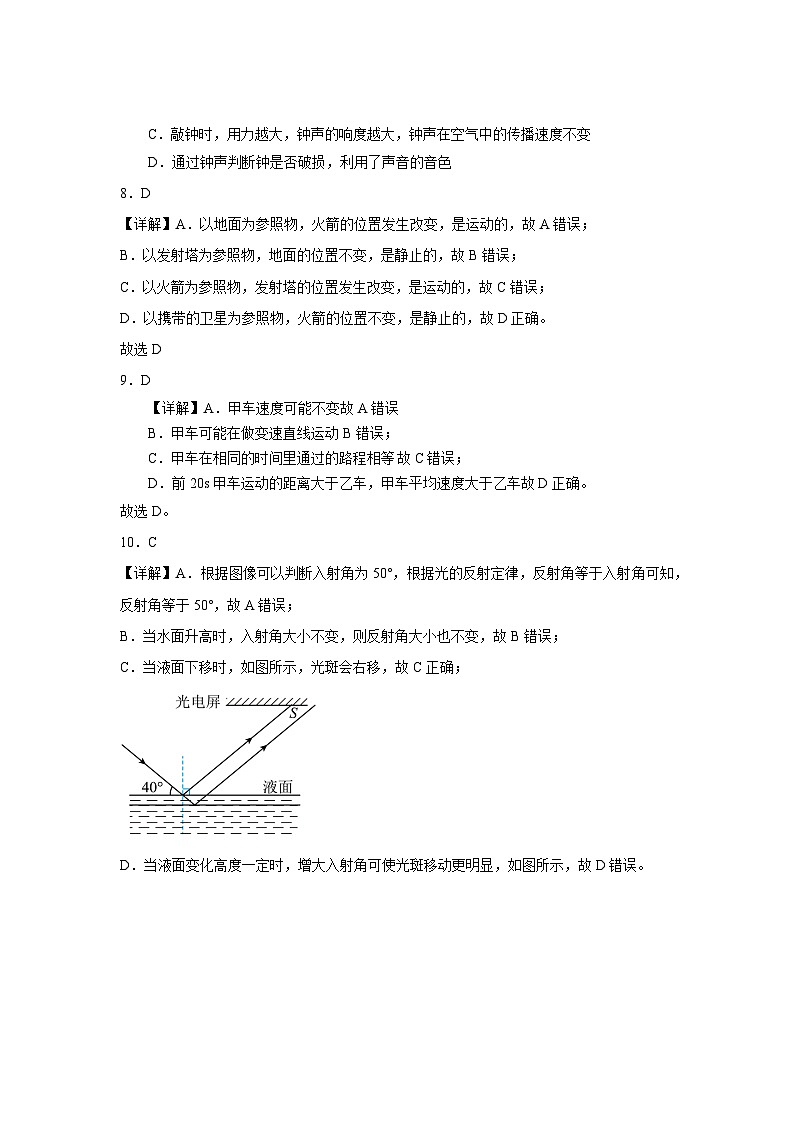 2024-2025八年级期中物理参考答案第2页