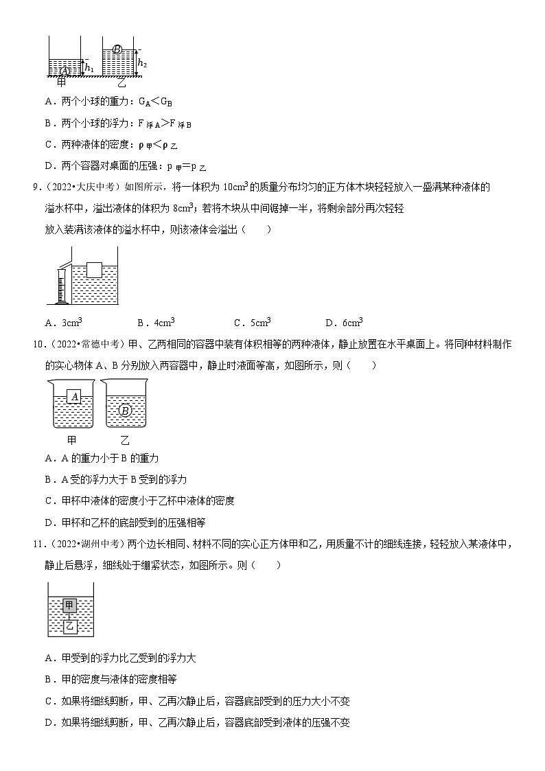 第10章 浮力(易错真题汇编)(原卷版)-2023年中考物理一轮复习高频考点精讲与易错题精选(全国通用)第3页