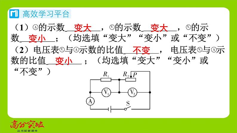 九年级人教版全一册第十五章 探究电路 第四节 电阻的串联和并联 第二课时 动态电路的定性问题课件第5页