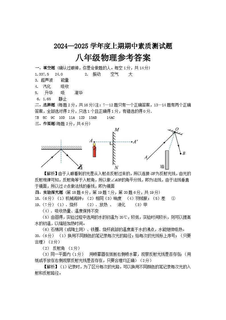 河南省驻马店市汝南县2024-2025学年八年级上学期11月期中考试物理试题01