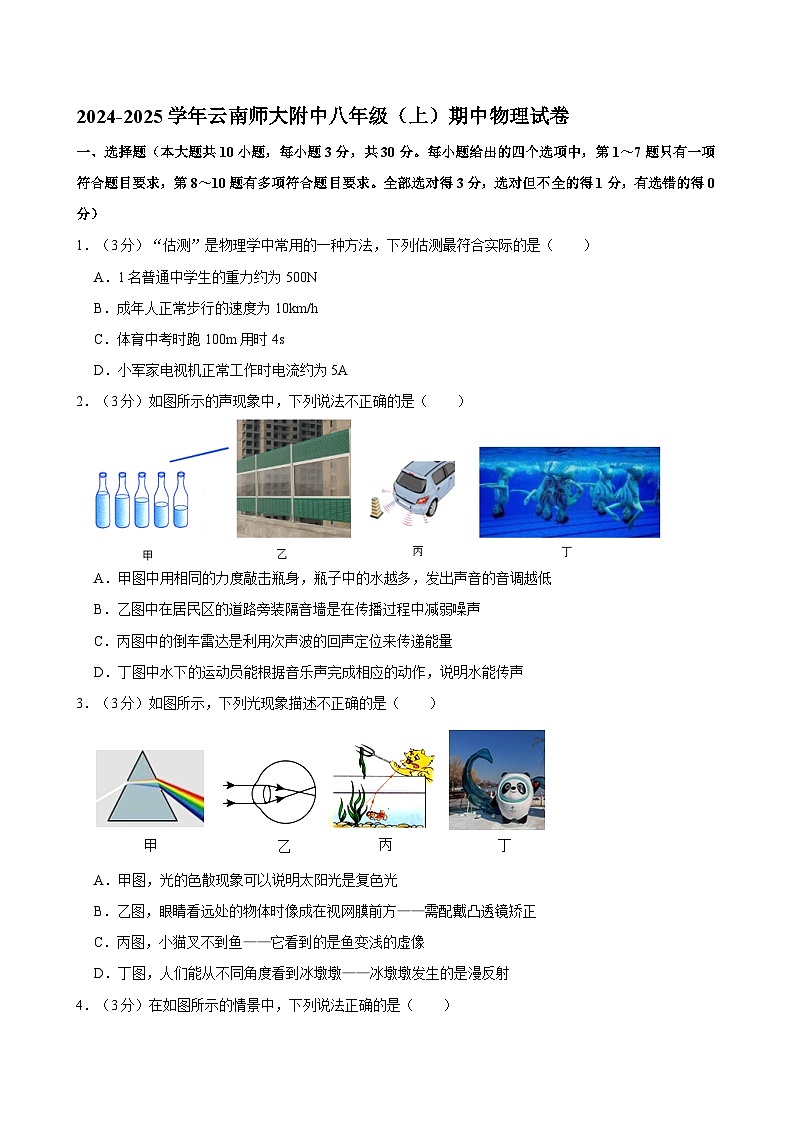 云南省昆明市五华区云南师范大学附属中学2024-2025学年九年级上学期11月期中物理试题01