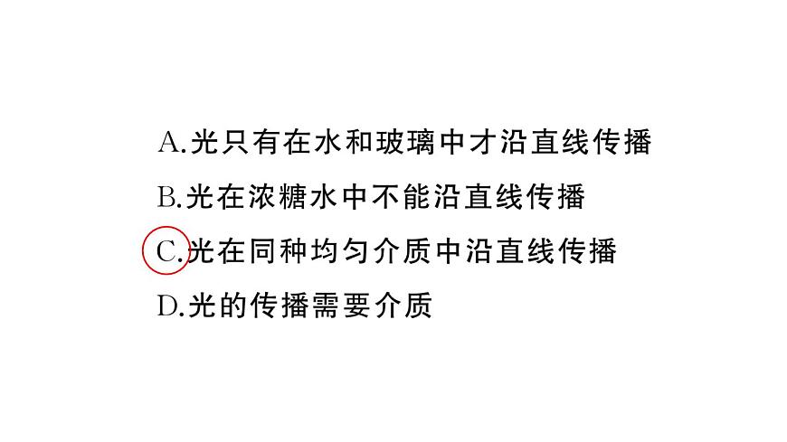 初中物理新人教版八年級(jí)上冊(cè)第四章第一節(jié) 光的直線傳播作業(yè)課件2024秋季第5頁(yè)