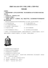 2024~2025学年山东省泰安市肥城市八年级(上)期中物理试卷(含答案)