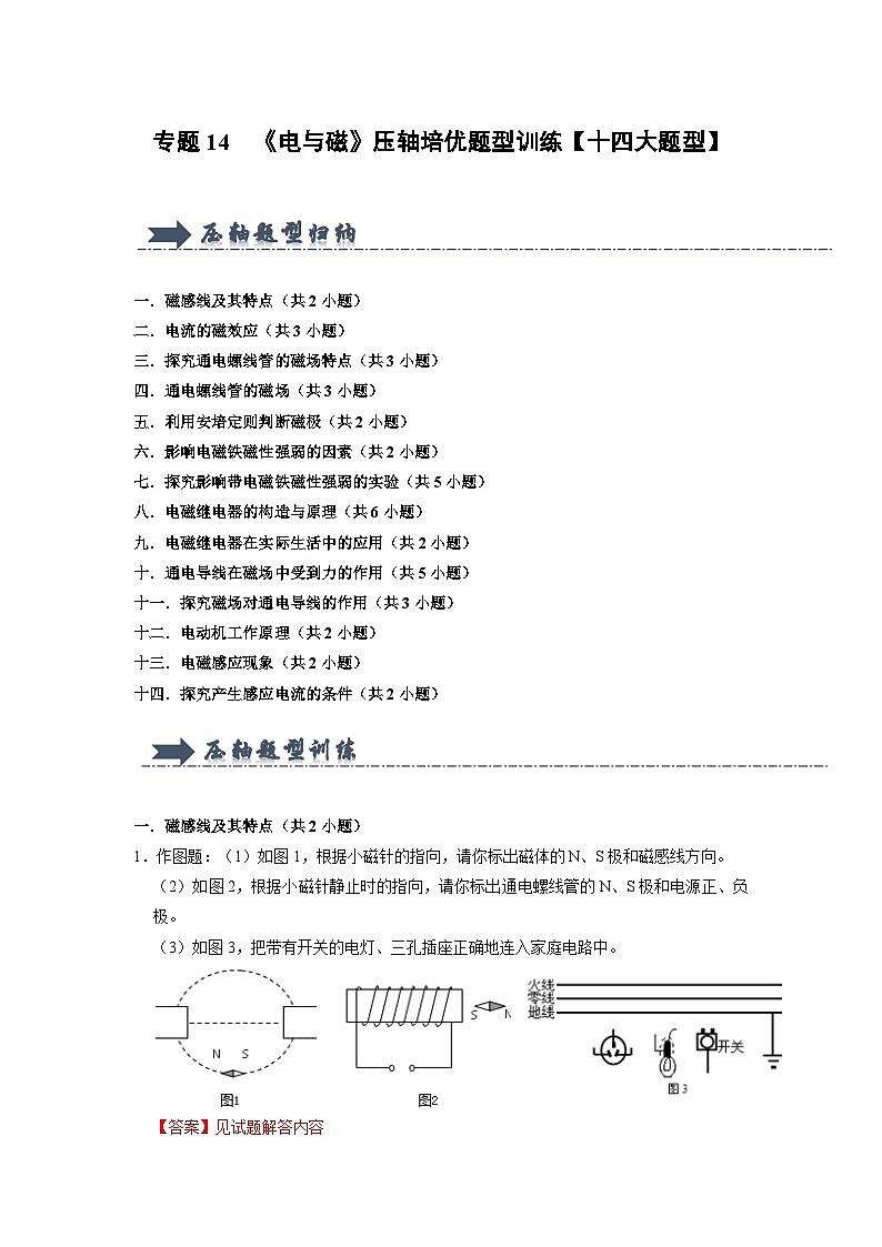 专题14 《电与磁》压轴培优题型训练 (解析版)第1页