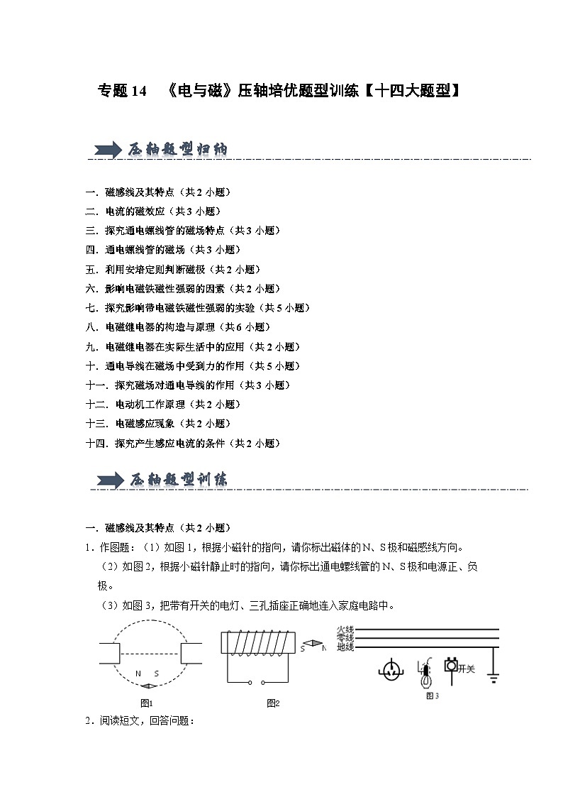 专题14 《电与磁》压轴培优题型训练(原卷版)第1页