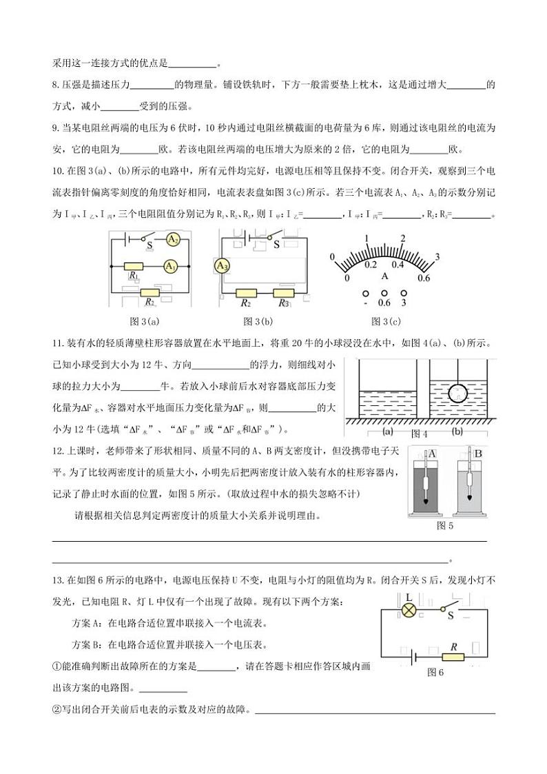 上海市闵行区文来中学2024-202学年九年级(上)11月考物理试卷(教师版+学生版)第2页