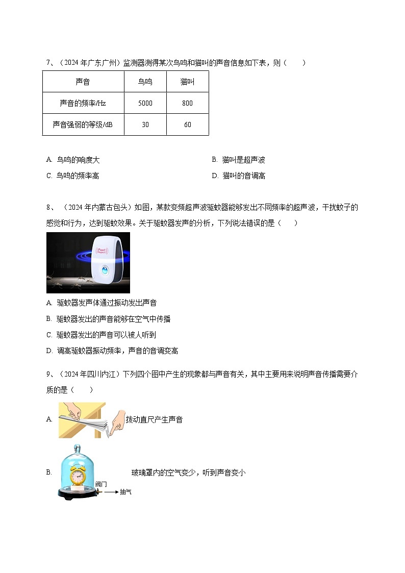 2024年中考物理分類匯編---聲現(xiàn)象 第2頁