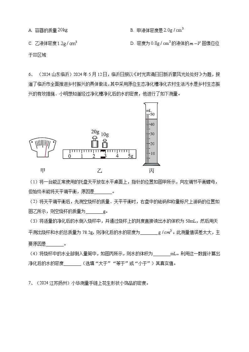 2024年中考物理分類匯編---質(zhì)量和密度 第2頁