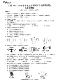 广西南宁市三美学校2024-2025学年九年级上学期月考物理试题