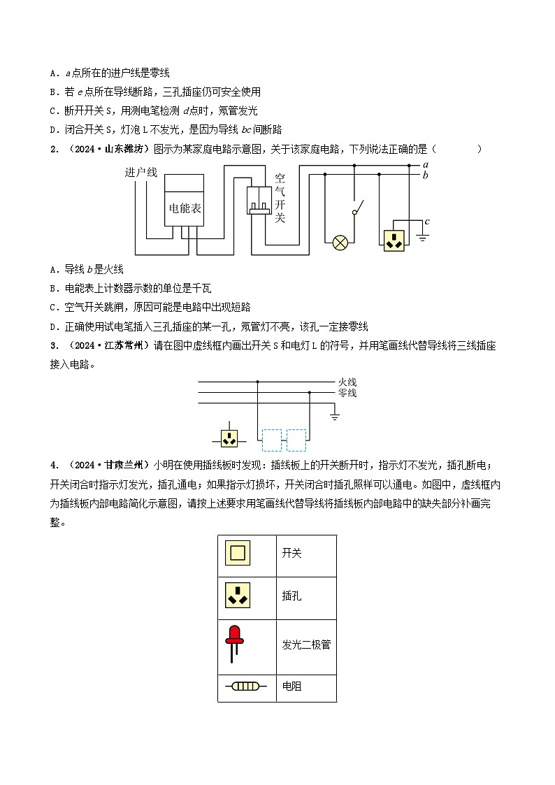 专题16 家庭电路与安全用电(考情聚焦+中考新考法+真题透视3大考向+新题特训)(原卷版)第3页