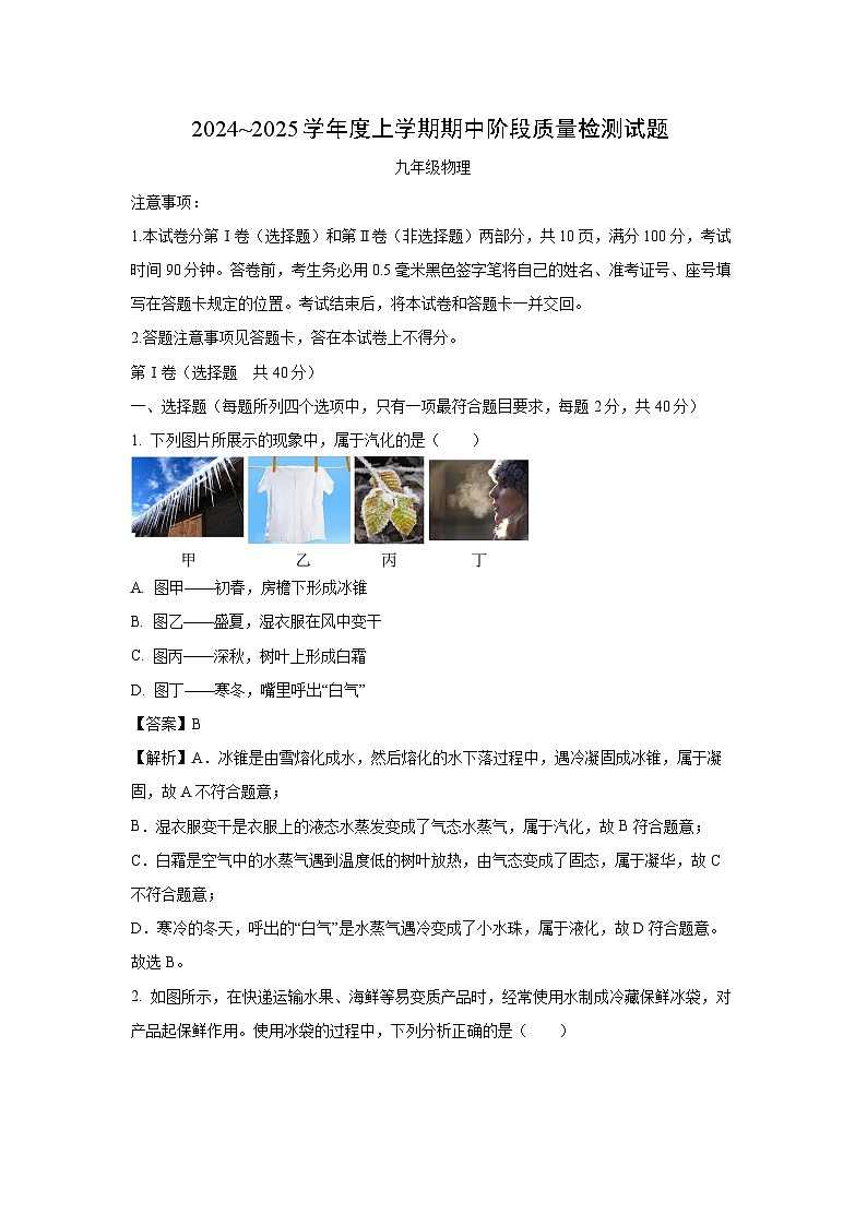 山东省临沂市兰山区2024-2025学年九年级(上)期中物理试卷(解析版)第1页