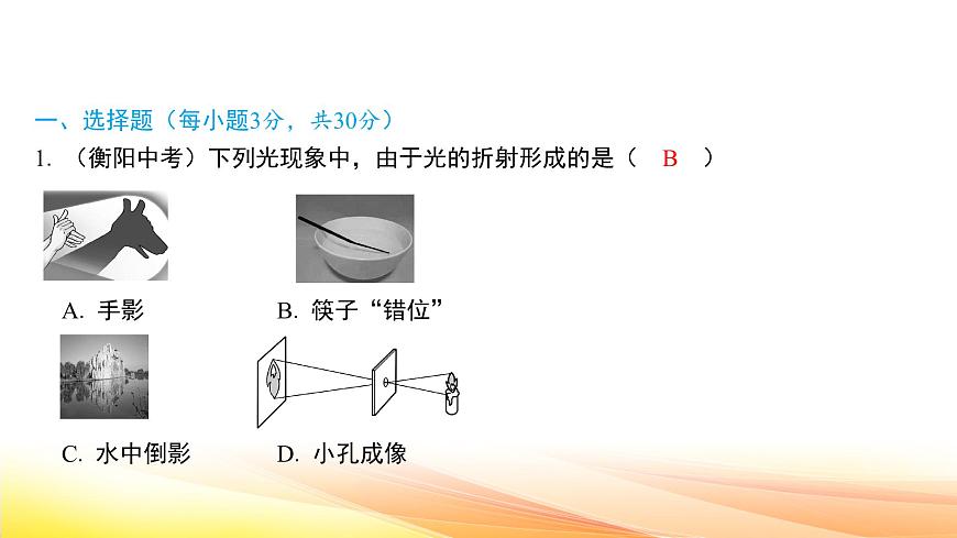 人教版（2024） 八年級上冊物理第四章 光現(xiàn)象 測試卷課件第2頁