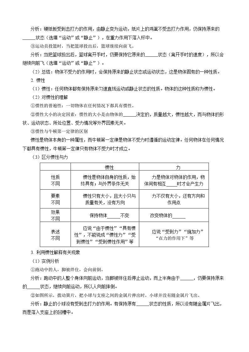 第七章 力与运动(知识清单)【原卷版】第3页