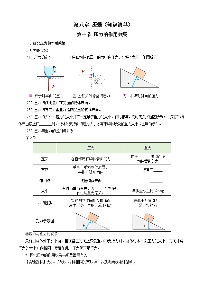 第八章 压强(知识清单)【学生版】第1页