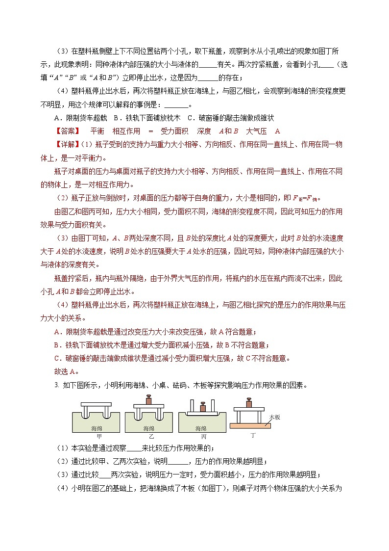專題09 壓強(qiáng)（練習(xí)）-2025年中考物理二輪復(fù)習(xí)配套專練【解析版】第3頁(yè)