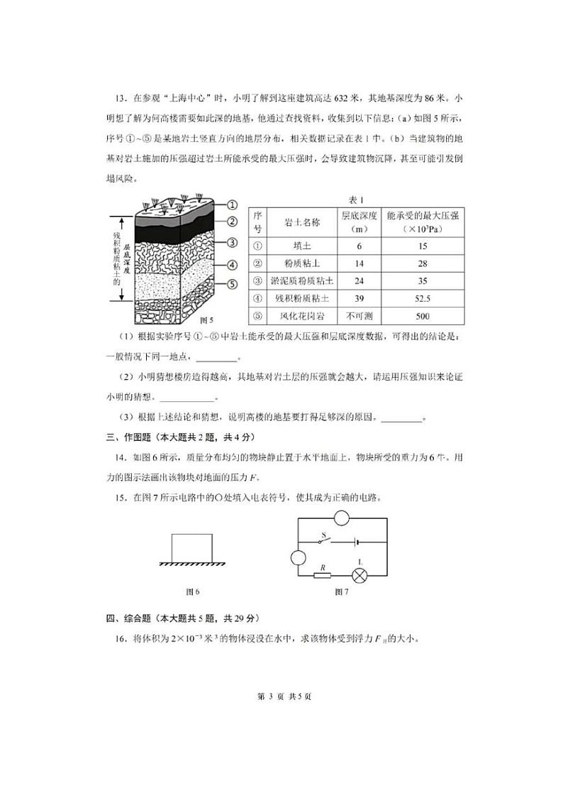 2025年上海市长宁区初三一模物理试卷附答案第3页