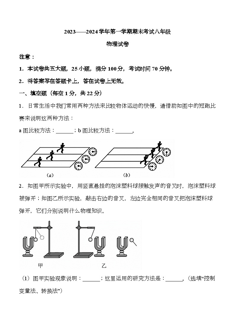 河南省洛阳市嵩县2023-2024学年八年级上学期期末考试 物理试题第1页
