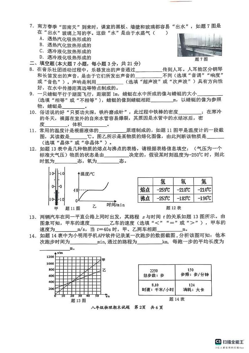 广东省惠州市惠阳区2024-2025学年八年级上学期1月期末物理试题第2页