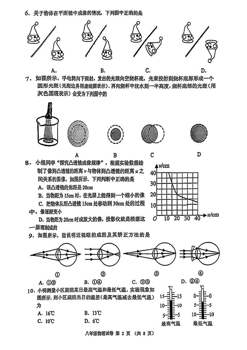 江苏省常州市2024-2025年八年级上学期期末考试物理试题第2页