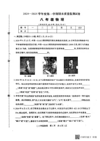 河南省驻马店市正阳县2024-2025学年八年级上学期1月期末物理试题
