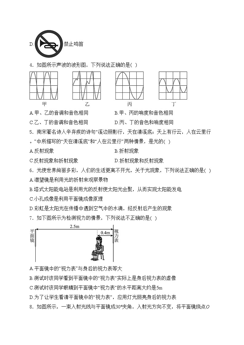 江苏省扬州市江都区八校联谊2024-2025学年八年级上学期期中考试物理试卷(含答案)第2页