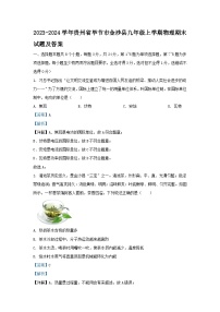 2023-2024学年贵州省毕节市金沙县九年级上学期物理期末试题及答案