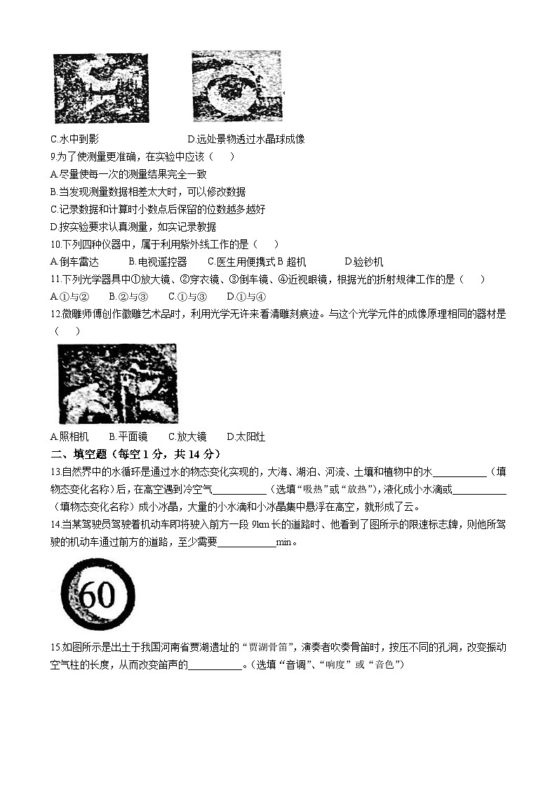 2024-2025学年八年级上学期期末物理考试(无答案)第3页