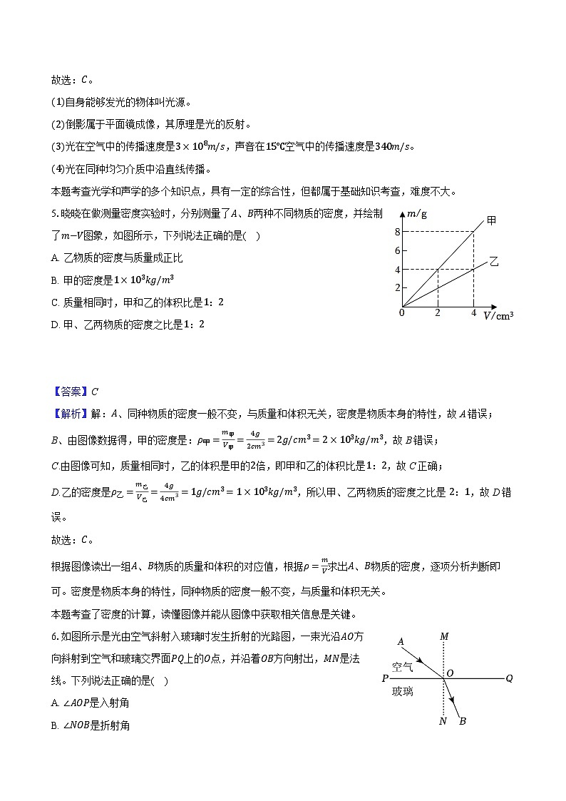 安徽省合肥市2024-2025学年八年级(上)月考物理试卷(含解析)第3页