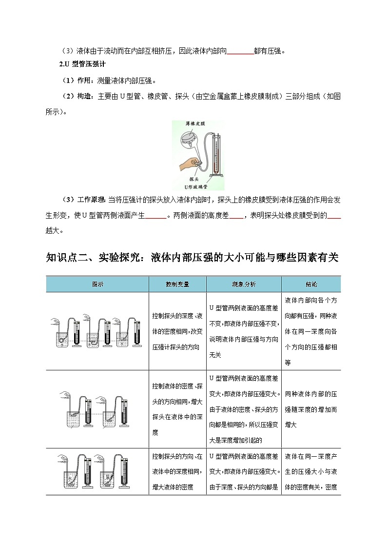 实验9 探究液体压强与哪些因素有关(原卷版)第2页