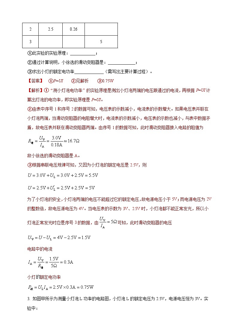 专题48 测量小灯泡电功率重点实验问题(解析版) 第3页