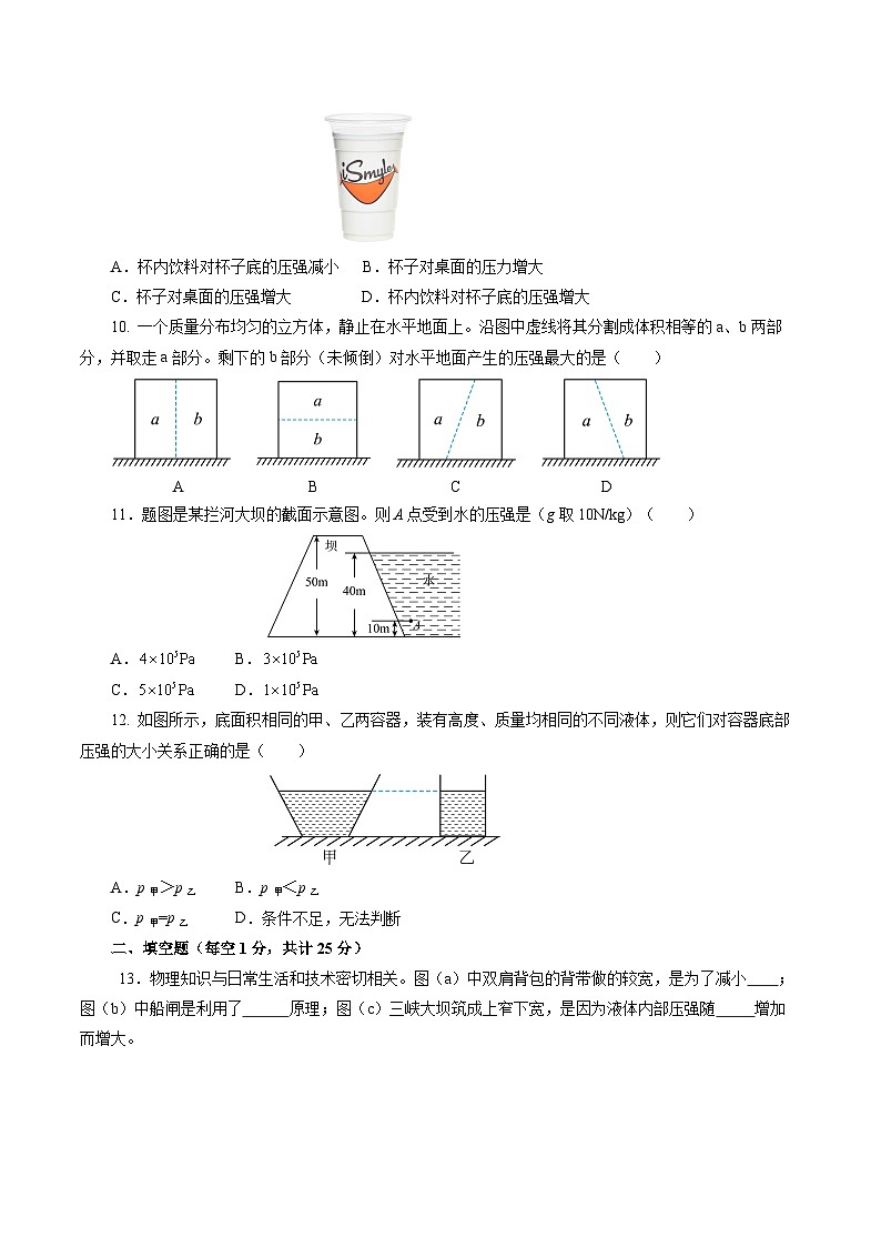 第九章 压强(单元测试)【原卷版】第3页