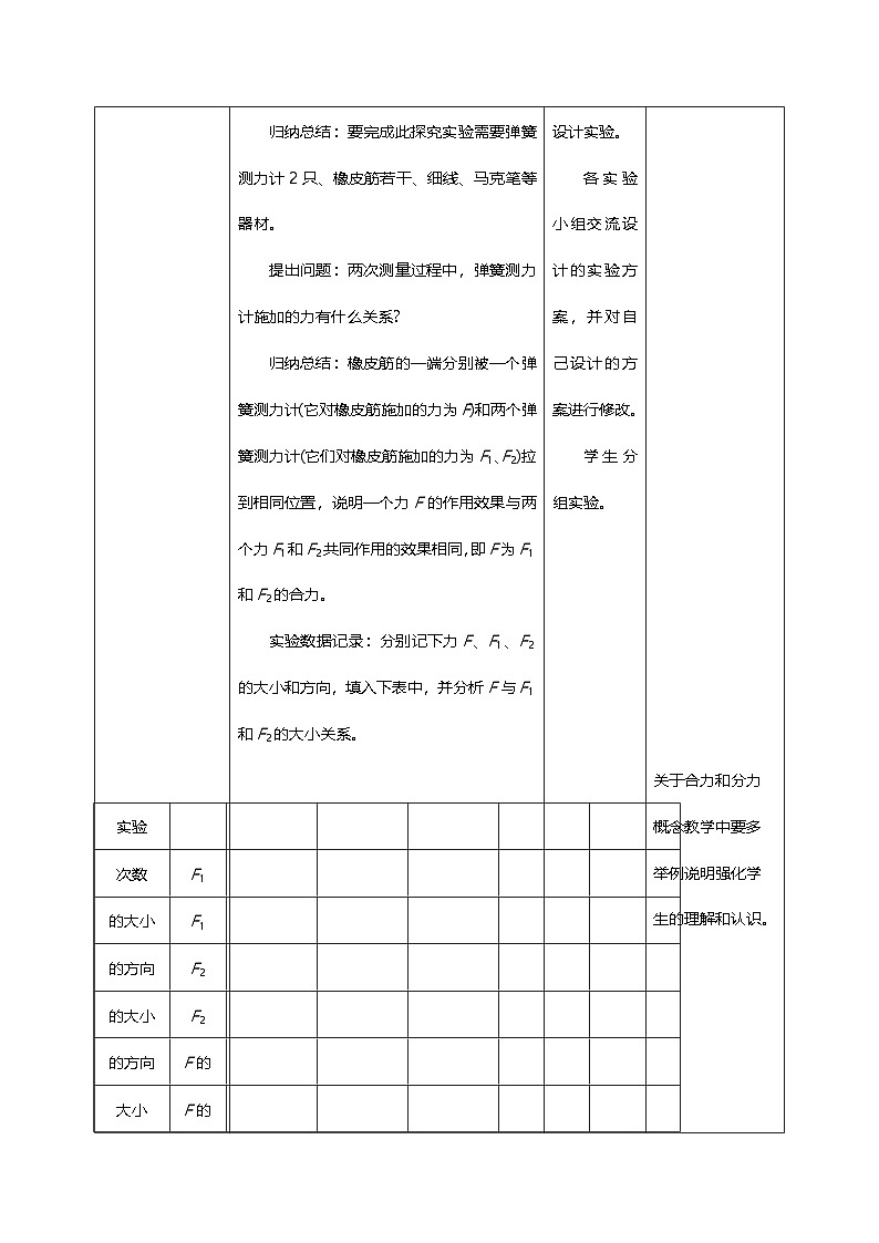 8.4《同一直线上二力的合成》教学设计第3页