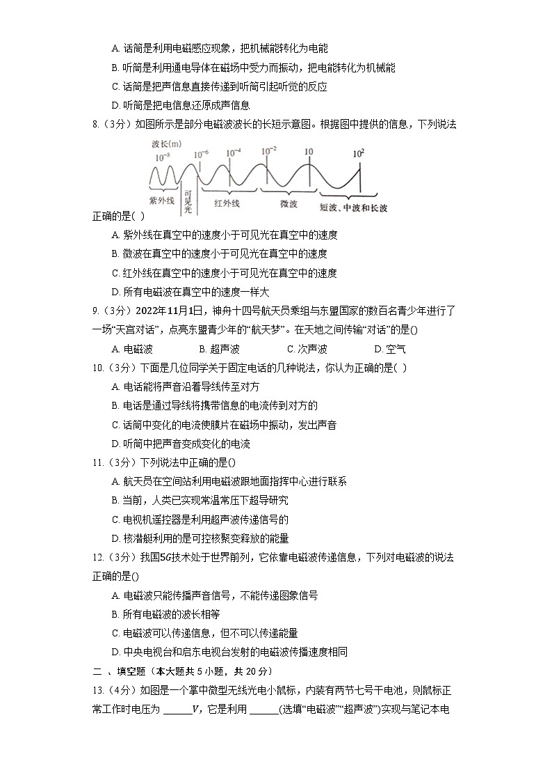 北京课改版物理九年级全册《第13章 通信技术简介》巩固提升(含解析)第2页