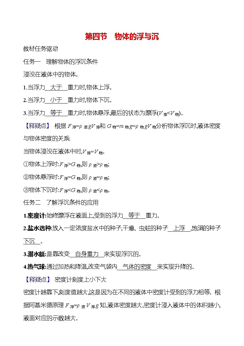 第九章 第四节 物体的浮与沉第1页