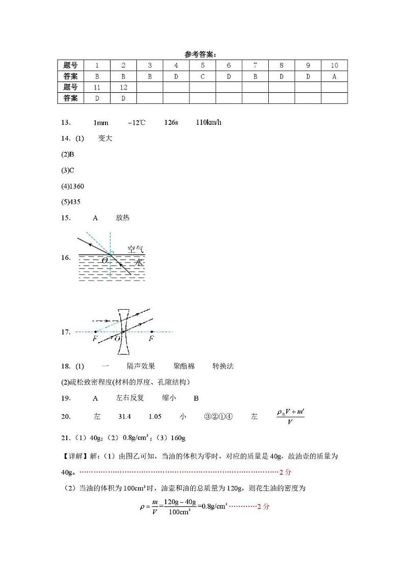 八年级物理答案第1页