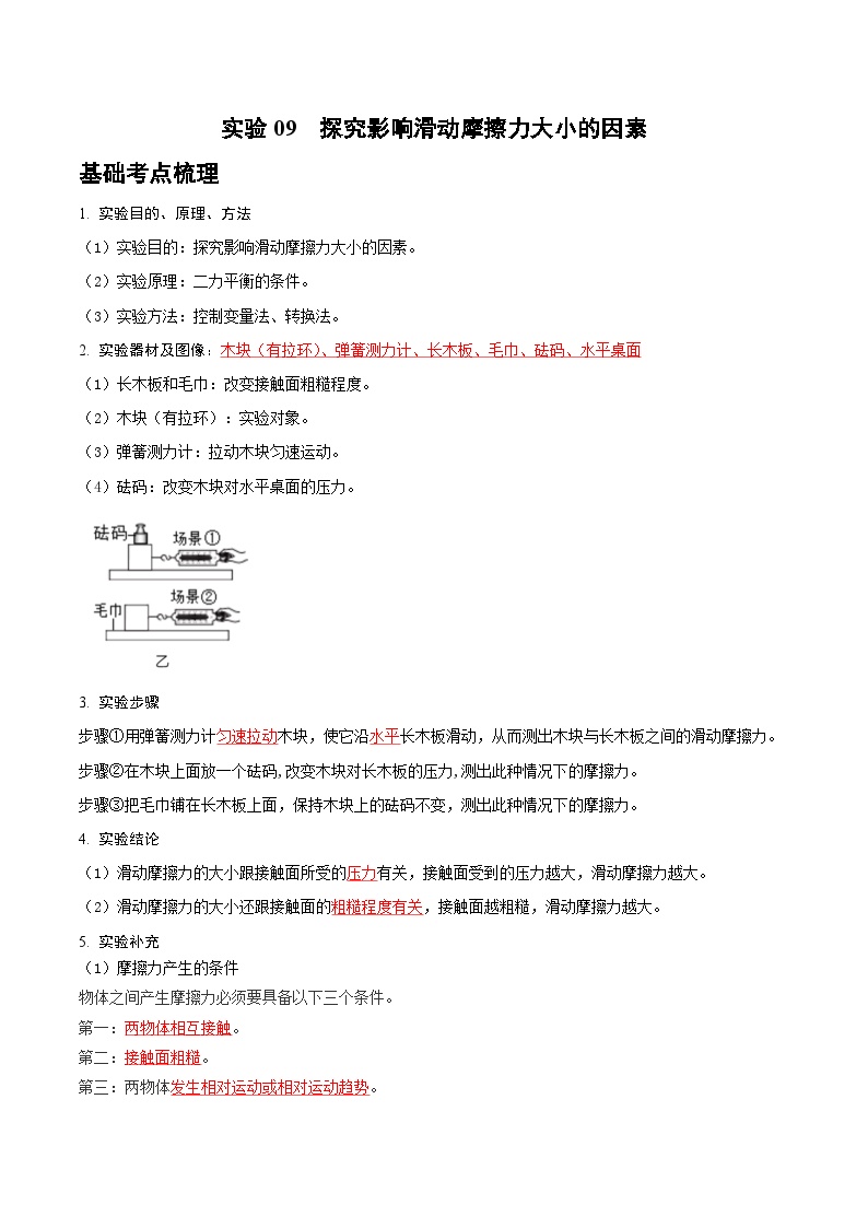 2025年中考物理实验题型突破之真题汇编实验09探究影响滑动摩擦力大小的因素(原卷版+解析)