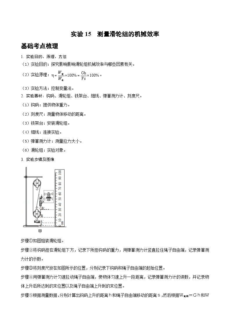 2025年中考物理实验题型突破之真题汇编实验15测量滑轮组的机械效率(原卷版+解析)