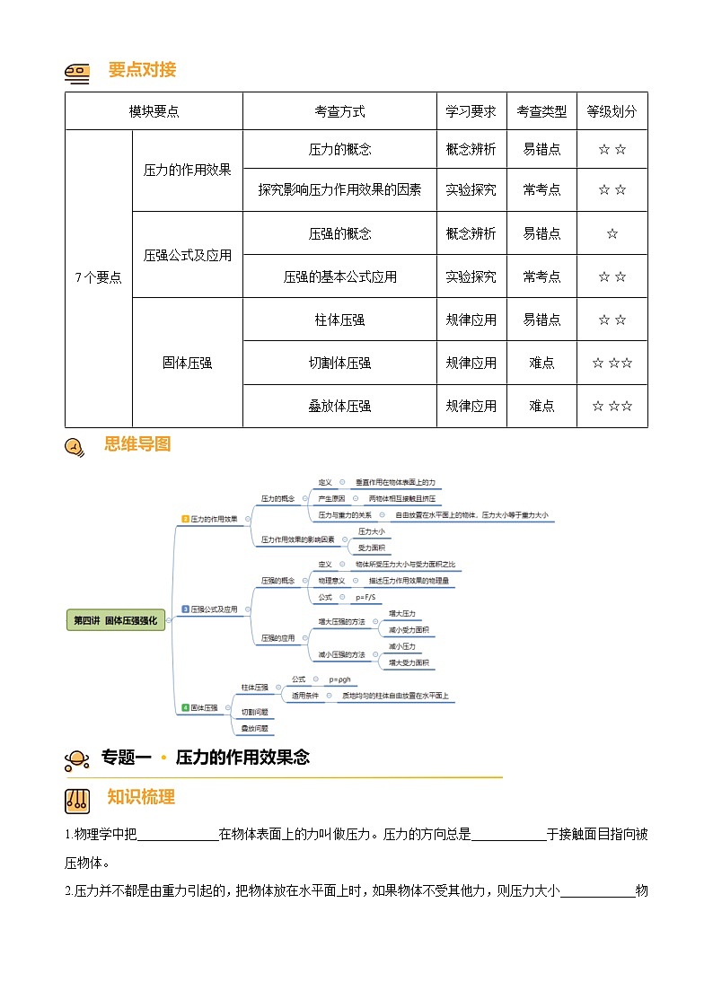 2024-2025学年八年级下册物理同步单元讲练测第九章固体压强-讲核心(原卷版+解析)第1页