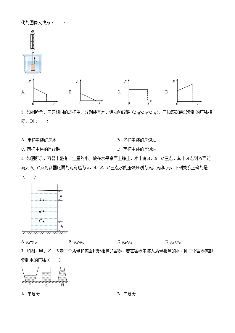 2024-2025学年八年级下册物理同步单元讲练测第九章液体压强-基础练(原卷版+解析)第2页