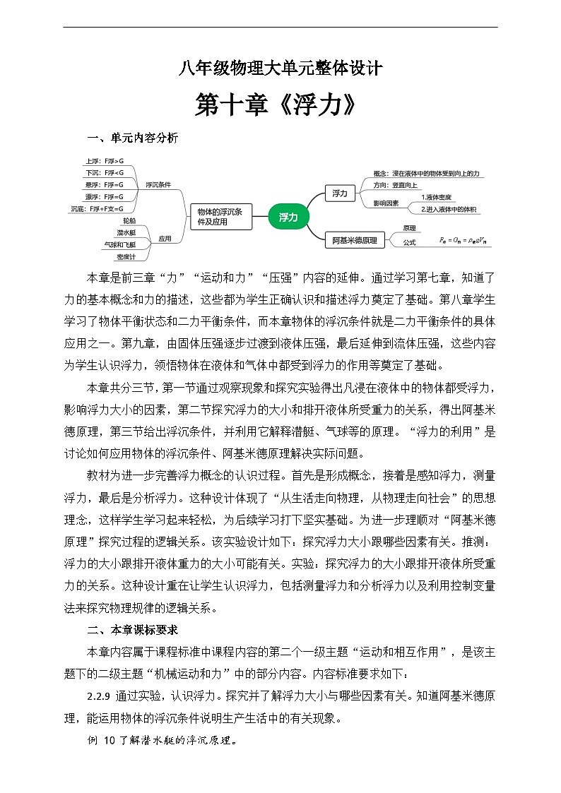 第十章《浮力》大单元整体设计(人教版)第1页